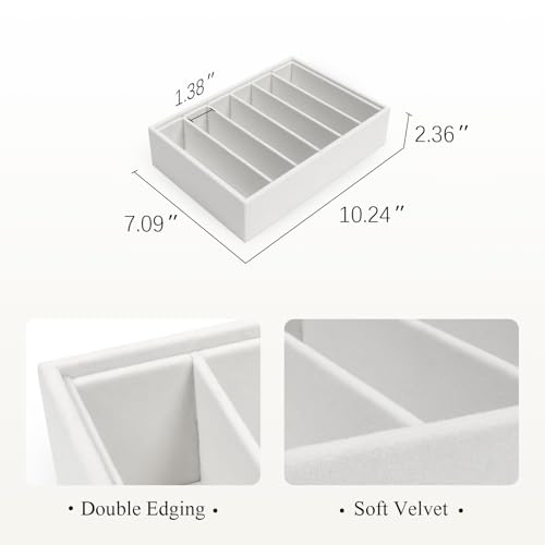 Velvet Sunglass Organizer Tray, Stackable Glasses Case for Drawer, Eyeglasses Watches Jewelry Display Holder Women Men