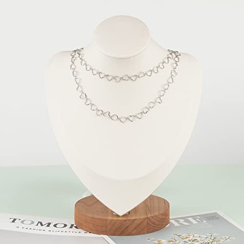 YOUBEIYEE 16.4 Feet Silver Plated Heart Chain Brass Handmade Embossed Link Chains Bulk on Spool with Open Jump Rings Lobster Clasps for Bracelet Necklace Jewelry Making - color: Silver Hollow Heart