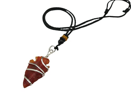 Amazing Gemstone Crystals and Healing Stones Carnelian Necklace - Gold Chain Necklace Pendant - Real Crystal Necklace - color: Arrowhead (Spiral), size: 1 PIECE