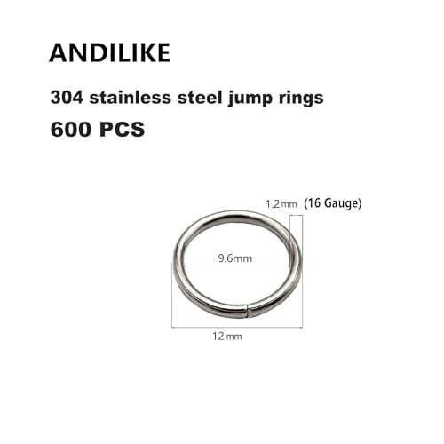 304 Stainless Steel O Ring,600 Pcs Jump Rings,12MM Open/Close Jump Ring, Loop Contactors for Jewelry Making,DIY Crafts, Industrial Repair 1.2MM Thickness (16 Gauge) - size: 12MM