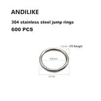 304 Stainless Steel O Ring,600 Pcs Jump Rings,12MM Open/Close Jump Ring, Loop Contactors for Jewelry Making,DIY Crafts, Industrial Repair 1.2MM Thickness (16 Gauge) - size: 12MM