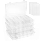 OUTUXED 4 Pack 36 Grids Plastic Bead Organizer Box with Dividers, Clear Craft Tackle Box Parts Storage Containers with Compartments for Jewelry Fishing Tackle Art DIY with 5 Sheets Label Stickers - color: 4 Pack
