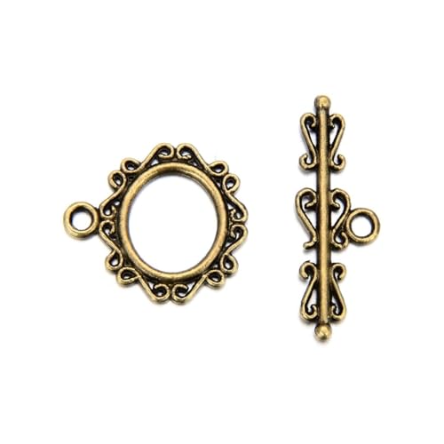 Adabele 20 Sets S Pattern Toggle Clasp 22mm (0.87 Inch) Large T-Bar Closure Tarnish Resistant Antique Bronze for Necklace Bracelet Craft Jewelry Making MC-AF52 - size: 22mm S Pattern Toggle