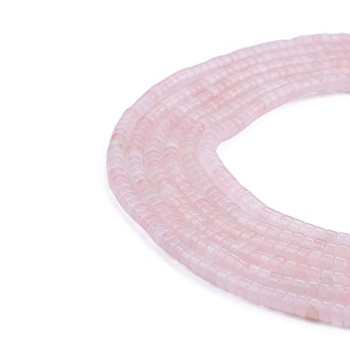 BEADIA Natural Rose Quarts Crystal Spacer Beads Caps Loose Semi Gemstone for Beading Jewelry Making 4mmx2mm 38cm - color: Rose Quarts Crystal, size: Round 4mm x 2mm