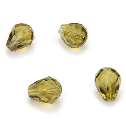 24pcs Adabele Austrian 8mm Faceted Teardrop Loose Crystal Beads Khaki Green Compatible with 5500 Swarovski Crystals Preciosa SST-819 - color: Khaki Green, size: 8mm x 6mm - 24pcs