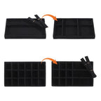 8 Pack 4 Styles Velvet Jewelry Tray, 8" x 5" Jewelry Organizer Tray Stackable Jewelry Storage Tray, Drawer Jewelry Tray for Rings, Earrings, Necklace, Bracelet, Black