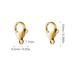 [10MM/ 100PCS] Gold Lobster Clasps for Jewelry Making 18K Gold PVD Plated 304 Stainless Steel Lobster Claw Clasps Bulk for DIY Crafts Jewelry Making - color: 10mm gold