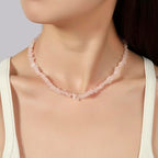 Raw Crystal Necklaces for Women 5-8mm Handmade Natural Stone Necklace Beaded Choker Necklace Healing Crystal Necklace Gemstone Necklace Raw Crystal Beaded Necklace for Her - style: Rose Quartz
