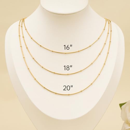 12 Pack Gold Stainless Steel Round Snake Chain Necklace Bulk DIY Craft Adjustable Jewelry Necklace Chain for Women Men - color: Gold Snake Bead, size: 20 inches