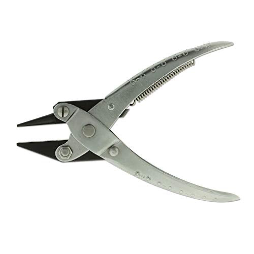 The Beadsmith Round/Flat Nose Parallel Pliers, 5.5 inches (140mm) Steel Tool for Jewelry Making, with Spring - style: Round Nose/Flat Nose - 140mm