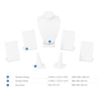 MOOCA Jewelry Display Set, Necklace Display Bust, Earring Organizer, Ring Holder Stand for Showcase and Store, Premium Fabric - color: 3) 7 piece. White Faux Leather