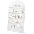 DoubleFill 5 Tier Wooden Earring Display for Vendor Arch Jewelry Display Stand Rack with Adjustable Height for Retail Selling - color: Grey White