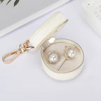 KUKUVR Jewelry Ring Holder Box with Keychain, Portable Gym Jewelry Storage Box Case, Small Travel Ring Earring Stud Necklace Storage Case (White) - color: White