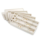 24 Girds Linen Jewelry Tray Earring Organizer Tray Ring Earrings Holder Jewelry Drawer Organizer Storage Display (White) - size: 24 Grid