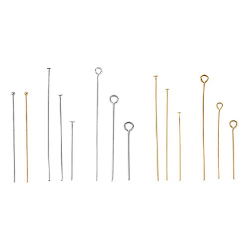 Craftdady 640Pcs Stainless Steel Open Eyepins Flat Headpins Ball Head Pins 2 Colors Metal Wire Needle Pin Set for Earring Pendant Jewelry Necklace Bracelet Making, 21 Gauge - color: 2 Colors, Mixed Pins