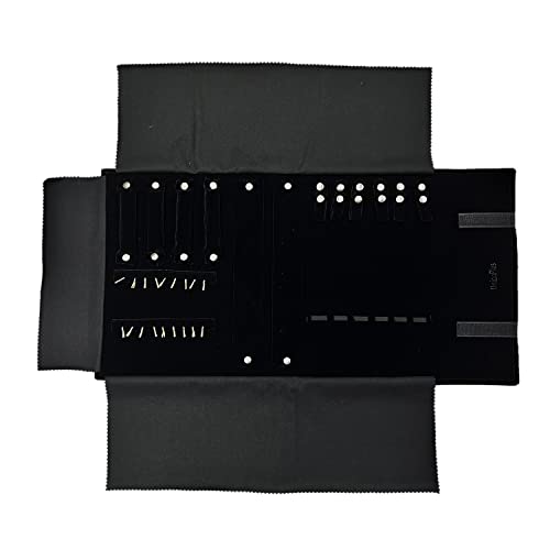 UnionPlus Velvet Travel Jewelry Case Roll Bag for Necklaces Brackets Earrings Rings, Black - color: Black Multi, size: Medium