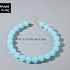 Colorful Chunky Beaded Necklace for Women Acrylic Bead Choker Necklaces Fashion Large Round Beads Necklaces for Women Handmade Summer Jewelry - color: Bule Beaded Necklace