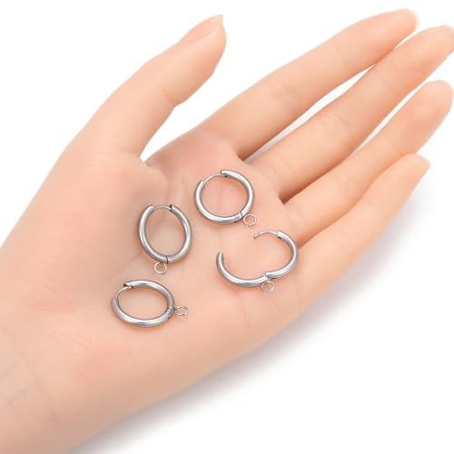 20pcs Adabele 316 Grade Surgical Stainless Steel Hypoallergenic 18.5mm Round Hoop Huggie Earring Hooks Open Ring (Strong 2.5mm Wire Gauge) Earrings Jewelry Making SEF13 - size: 18.5mm huggie (2.5mm wire gauge)
