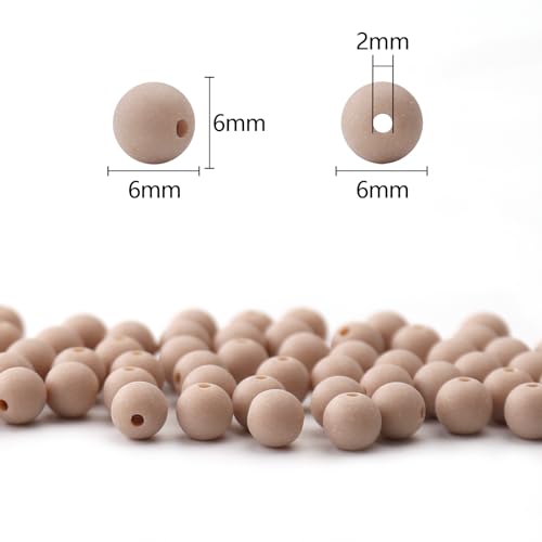 BONNY BOXX 1000PCs 6MM Matte Light Brown Acrylic Round Beads, Frosted Plastic Resin Bubblegum Balls Chunky Gumball Beads for Necklace and Bracelet Making, Crafting Supplies - color: Matte Light Brown, size: 6MM