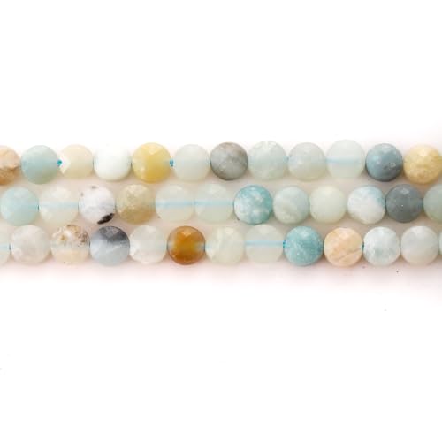 6mm Faceted Natural Amazonite Stone Beads Coin Disc Gemstone Spacer Beads for Jewelry Making DIY Bracelet Necklace - color: Amazonite
