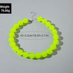 Colorful Chunky Beaded Necklace for Women Acrylic Bead Choker Necklaces Fashion Large Round Beads Necklaces for Women Handmade Summer Jewelry - color: Green Beaded Necklace