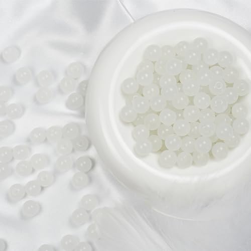 Jabrand 145pcs Glass Beads, 8mm Glass Beads for Barcelet and Jewelry Making DIY Crafts (White) - color: White