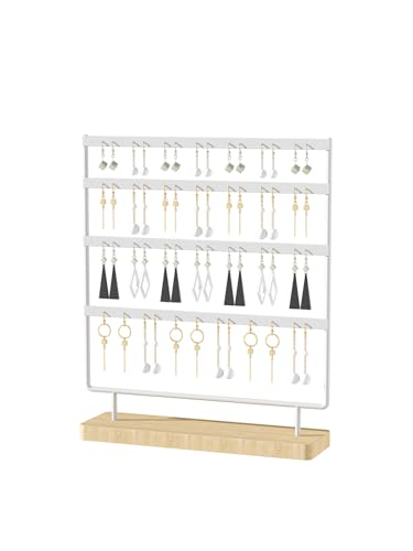 Earring Holder Organizer,Pierced Large Earrings Display Stand For Selling,Small Stud Earring Organizer Rack,Hoop Earring Storage Hanger Tree (White, 4 tier) - color: White, size: 4 tier