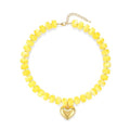 Chunky Heart Necklace for Women, Colorful Acrylic Beaded Statement Puff Heart Necklace, Cute Boho Y2K Choker Necklace for Gift Jewelry - color: Yellow