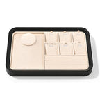Oirlv Jewelry Display Tray for Vendors Velvet Jewelry Tray with Compartments for Rings and Necklaces(Beige) - color: Beige P21703