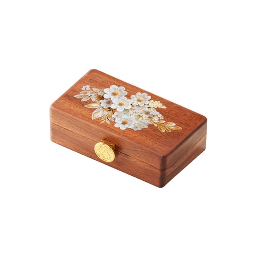 Travel Jewelry Case Small Wood Jewelry Organizer Jewelry Box for Women (Nut-Brown Print B) - color: Nut-Brown Print B