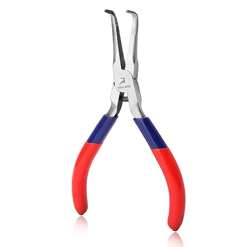 Bent Needle Nose Pliers With Serrated Jaw Mini Bent Nose Pliers With Comfort Grip Handles For Bending Wire Gripping - style: Bent Needle Nose Pliers