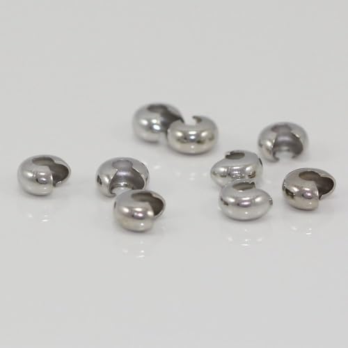 100pcs 3mm (0.12 Inch) Small Crimp Bead Knot Cover End Caps 18K White Gold Plated Copper Brass for DIY Craft Jewelry Making CF108-3 - color: White gold, size: 3mm (0.12 inch) - 100pcs