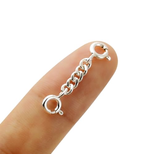 925 Sterling Silver Chain Extender Jewelry Necklace Lobster Clasps and Closures for Necklace Bracelet Jewelry Making Supplies(1piece) (4mm*3cm) - size: 4mm*3cm