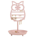 NIKKY HOME Earring Holder Hanging Organizer Stand Metal Jewelry Tree Table Top Owl Ear Stud Holder Tower Rack with Ring Tray for Girls (134 Holes), Pink - color: Pink