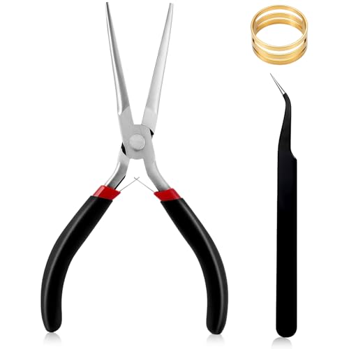 URSKYTOUS Needle Nose Pliers 6Inch Extra Long Nose Pliers with Comfort Grip Handles Non-Serrated Jaws Mini Small Needle Nose Pliers for Wire Wrapping Handmade Craft Jewelry Making Supplies (Black) - color: Rh Black Red