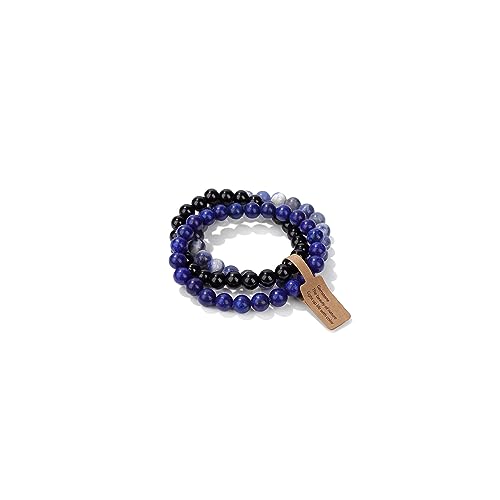 3 PCS Healing Crystal Bracelets for Women 8mm Natural Stone Beaded Stretch Bracelet Amethyst Jewelry Gifts - color: 06 8mm Lapis Lazuli & Sodalite - Blue