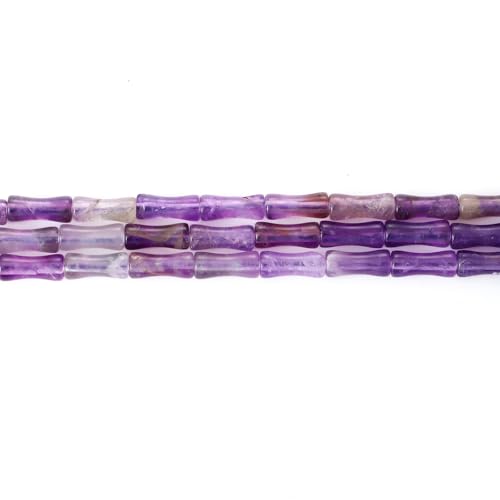 5x12mm Natural Amethyst Stone Bamboo Shape Gem Healing Energy Loose Spacer Beads for DIY Necklace Bracelet Earring - color: Amethyst