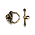 Adabele 20 Sets Rose Flower Toggle Clasp 19mm (0.75 Inch) T-Bar Closure Tarnish Resistant Antique Bronze for Necklace Bracelet Craft Jewelry Making MC-AF61 - size: 19mm Rose Flower Toggle