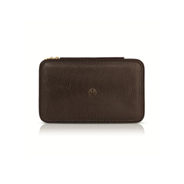 Heaven Mayhem Jewelry Travel Case – Structured Travel Organizer for Necklaces, Earrings & Rings – 8 Compartments with Soft Velvet Interior - style: Espresso Case