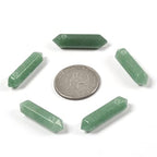 Green Aventurine 32mm Natural Gemstone Hexagonal Wand Jewelry Making Crystal Pointed Chakra Reiki Healing Beads 2mm Hole Drilled(Pack of 10) - color: Green Aventurine