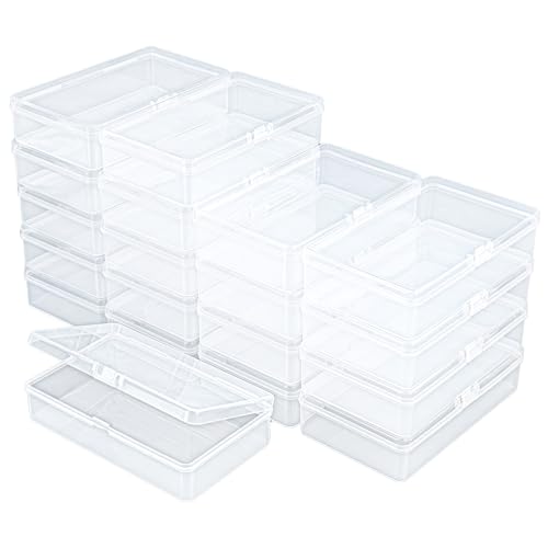 19 Pack Rectangular Clear Plastic Storage Containers Box with Hinged Lid for Beads and Other Small Craft Items (5.7 x 3.35 x 1.38 inch) - size: 5.7 x 3.35 x 1.38 inch