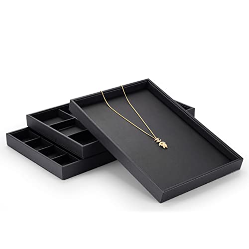 Oirlv Black Leather Jewelry Display Flat Tray Perfume Accessories Trinket Watch/Earring/Ring Storage Organizer - style: P01701