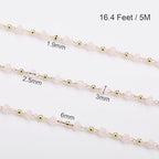 SMYHTGLIF 5 Meters Gold Plated Brass Bead Jewelry Making Chain Pink Crystal Chain Bulk Craft Chain with Lobster Clasps and Jump Rings for Jewelry Making - color: Pink