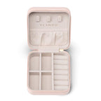 VLANDO Small Faux Leather Travel Jewelry Box Organizer Display Storage Case for Rings Earrings Necklace, Pink - color: MI. Pink