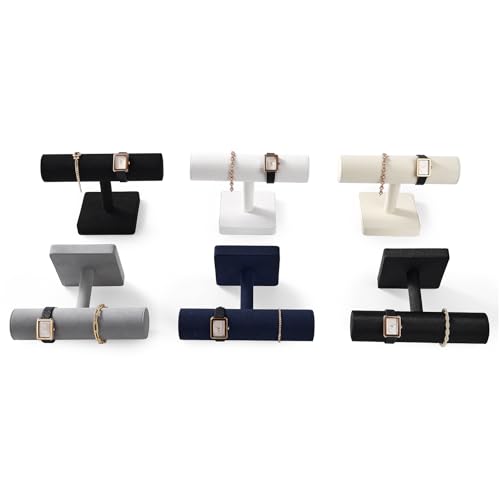 Oirlv Microfiber T-bar Bracelet Watch Organizer Display Stand Professional Jewelry Bracelet Display for Selling (Blue,Microfiber) - color: Blue