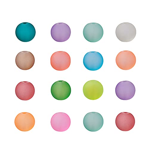 Craftdady 500Pcs 10mm Transparent Frosted Glass Beads Tiny Crystal Glass Round Loose Spacer Beads Random Mixed Colors for Jewelry Making Hole: 1mm - color: Mixed Colors Frosted, size: 10mm