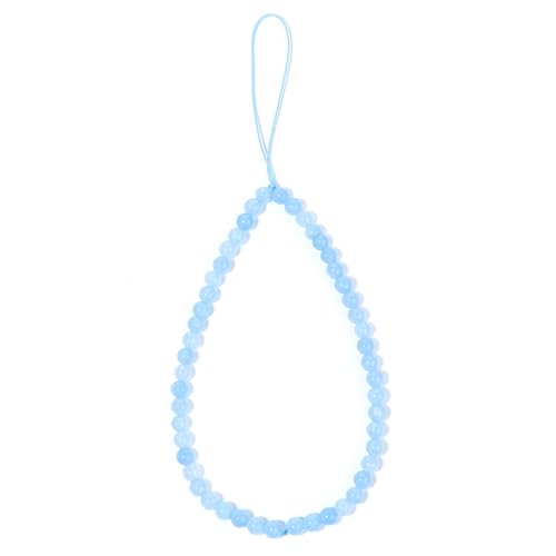 Semi-Precious Gem Stones Beaded Phone Charm Cell Phone Lanyard Wrist Strap Handmade Natural Gemstone Phone Chain string - color: Aquamarine