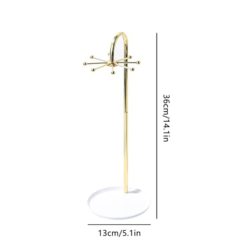 Necklace Holder, Rotating Necklace Display for Vendors, Metal Jewelry Display Stand, Hanging Pandent Chain Tower Rack with 8 Hooks