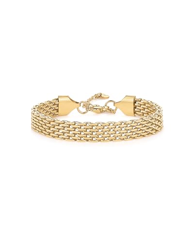PAVOI 14K Gold Plated Chunky Chain Adjustable Bracelet for Women | Stainless Steel Lightweight Trendy Chain Bracelet - color: Yellow Gold, size: 7 Inches