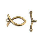 Adabele 20 Sets Fish Shape Toggle Clasp 23mm (0.9 Inch) Large T-Bar Closure Tarnish Resistant Antique Bronze for Necklace Bracelet Craft Jewelry Making MC-AF51 - size: 23mm Fish Shape Toggle